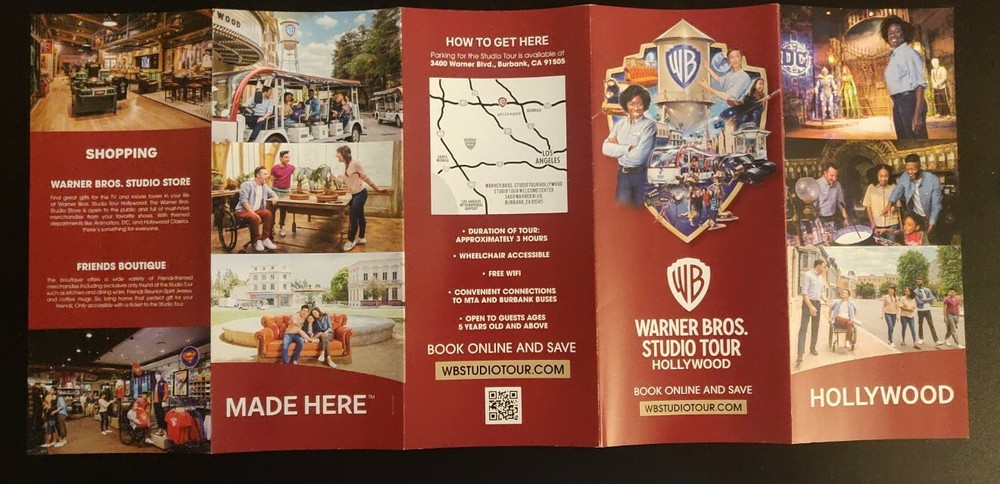 WARNER BRO'S STUDIO HOLLYWOOD TOUR GUIDE, Informational Pamphlet