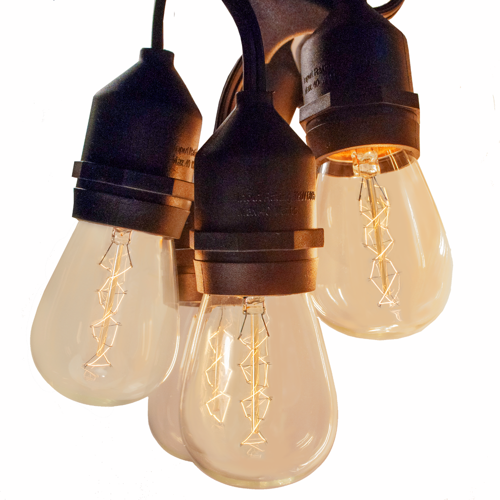 S14 Zig Zag Edison E26 Commercial Outdoor Patio String Lights with Suspender