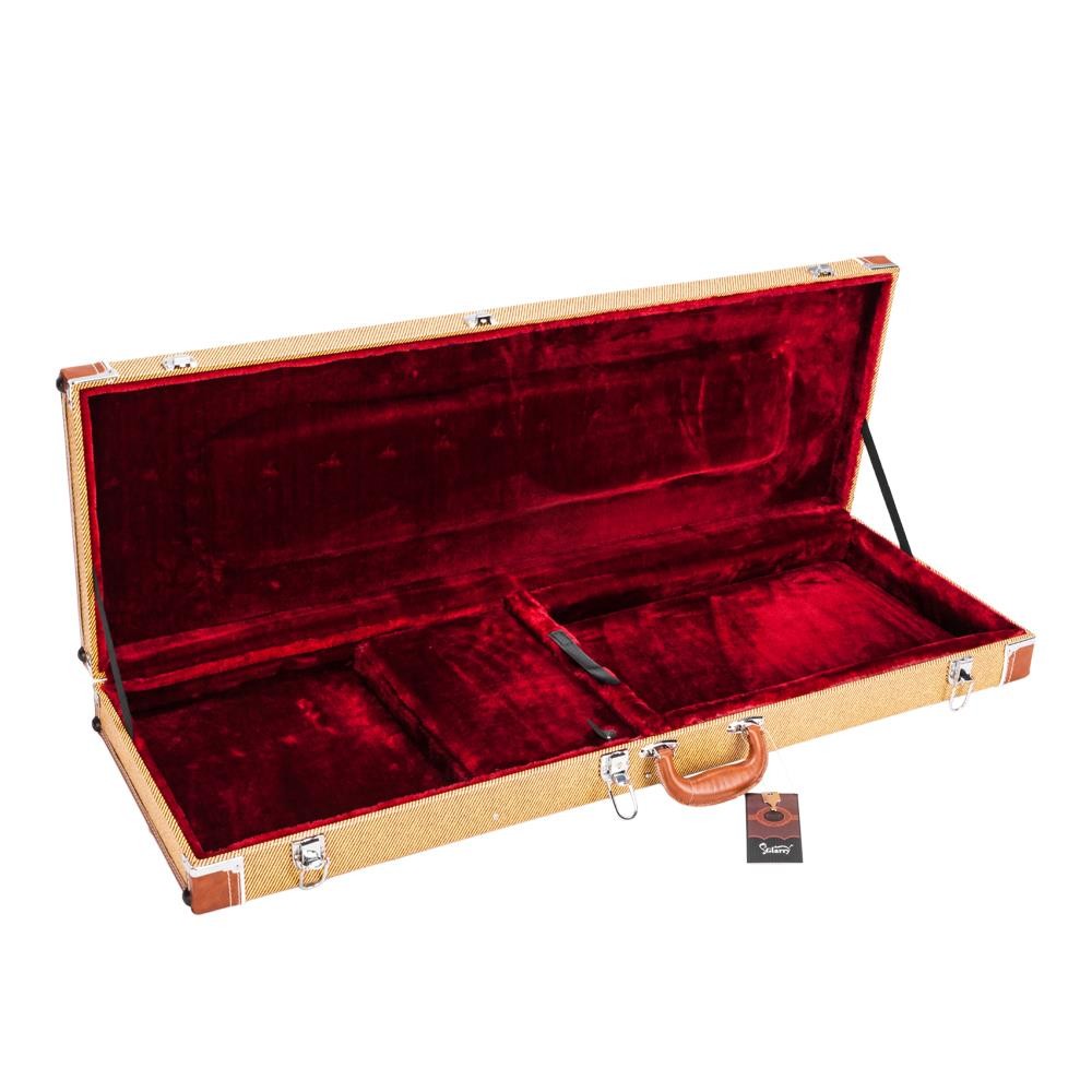 Glarry High Grade Electric Guitar Square Hard Case Flat Surface Hardware Yellow