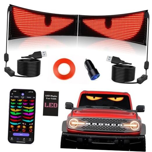 2PCS Synchronized Devil Eyes Light, 15''x4'' Full Color Big Eye Flex 2PCS 15