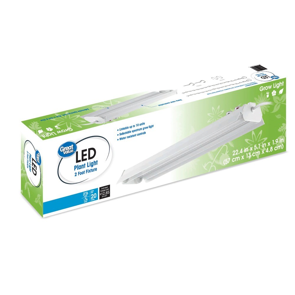 Great Value 2ft Selectable Spectrum LED Grow Light, 20W, Linkable