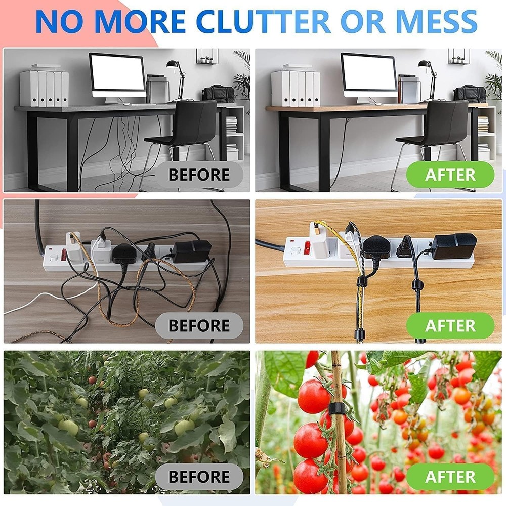 100 x Colourful Reusable Cable Ties, Cable Straps, Adjustable Cable Ties