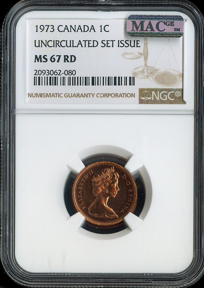 1973 Canada Small Cent 1C NGC MS67 RD MAC - Quality