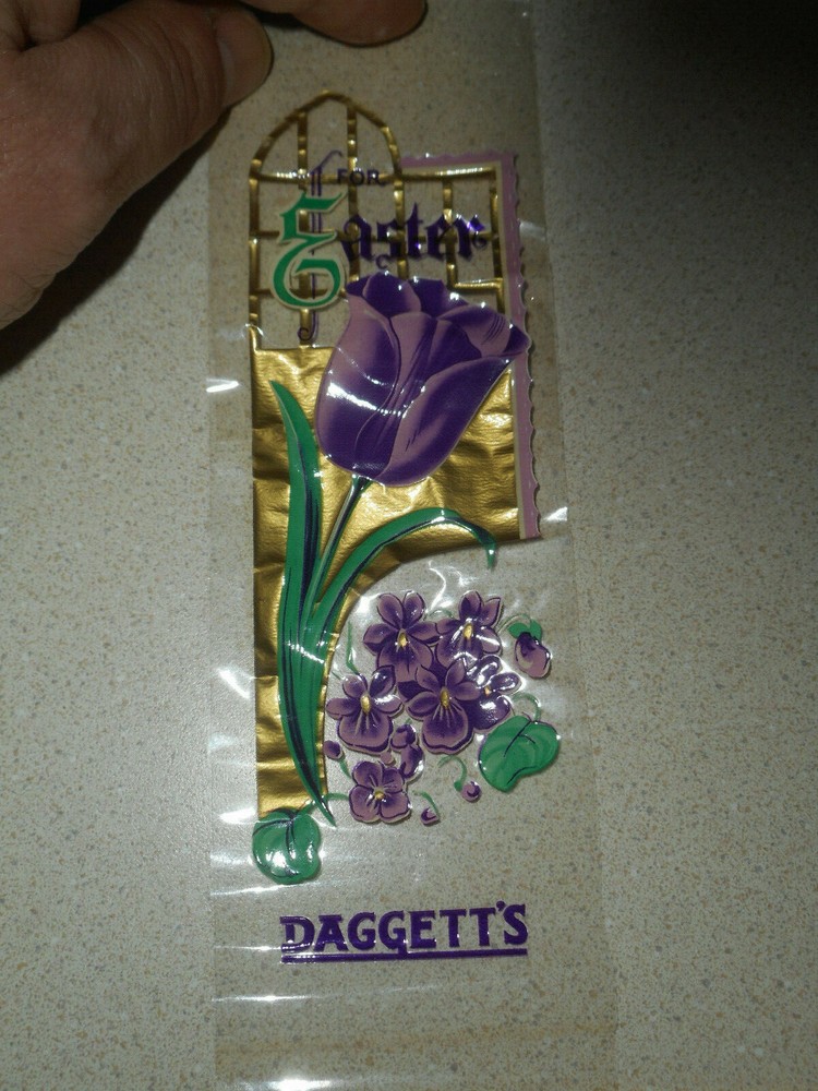 Vintage Daggett's Boston MA EASTER Chocolates Cellophane Candy Wrapper 1950's
