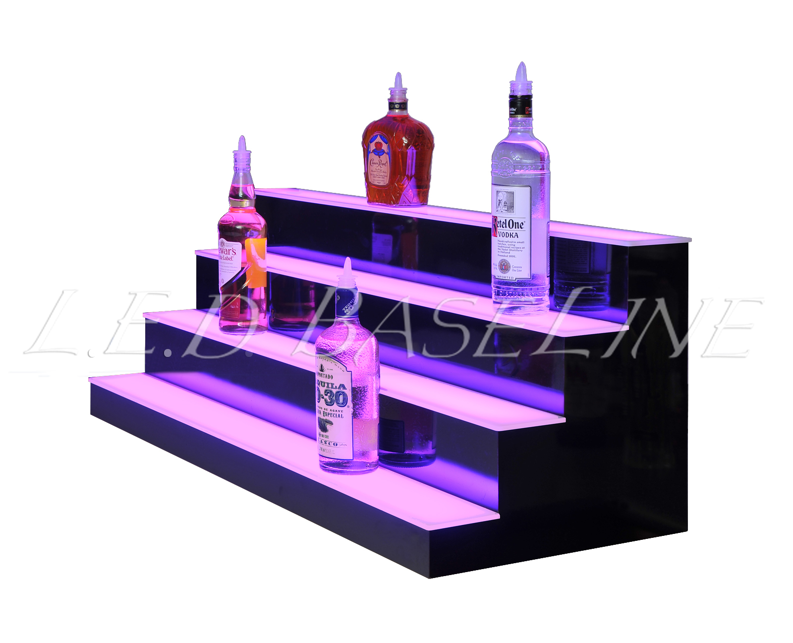 56" 4 Step Shelving Glass Liquor Bottle Display