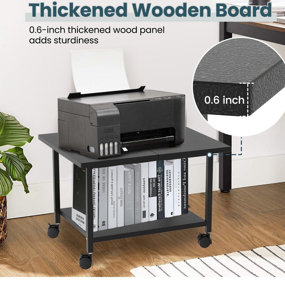 Printer Stand with Storage Under Desk Shelf, Desktop Printer Stand Organizer,...