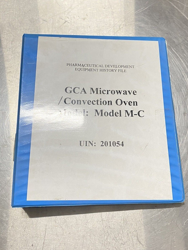 Pharmaceutical Dev. Equipment GCA Microwave Oven M-C - Users Guide / Manual