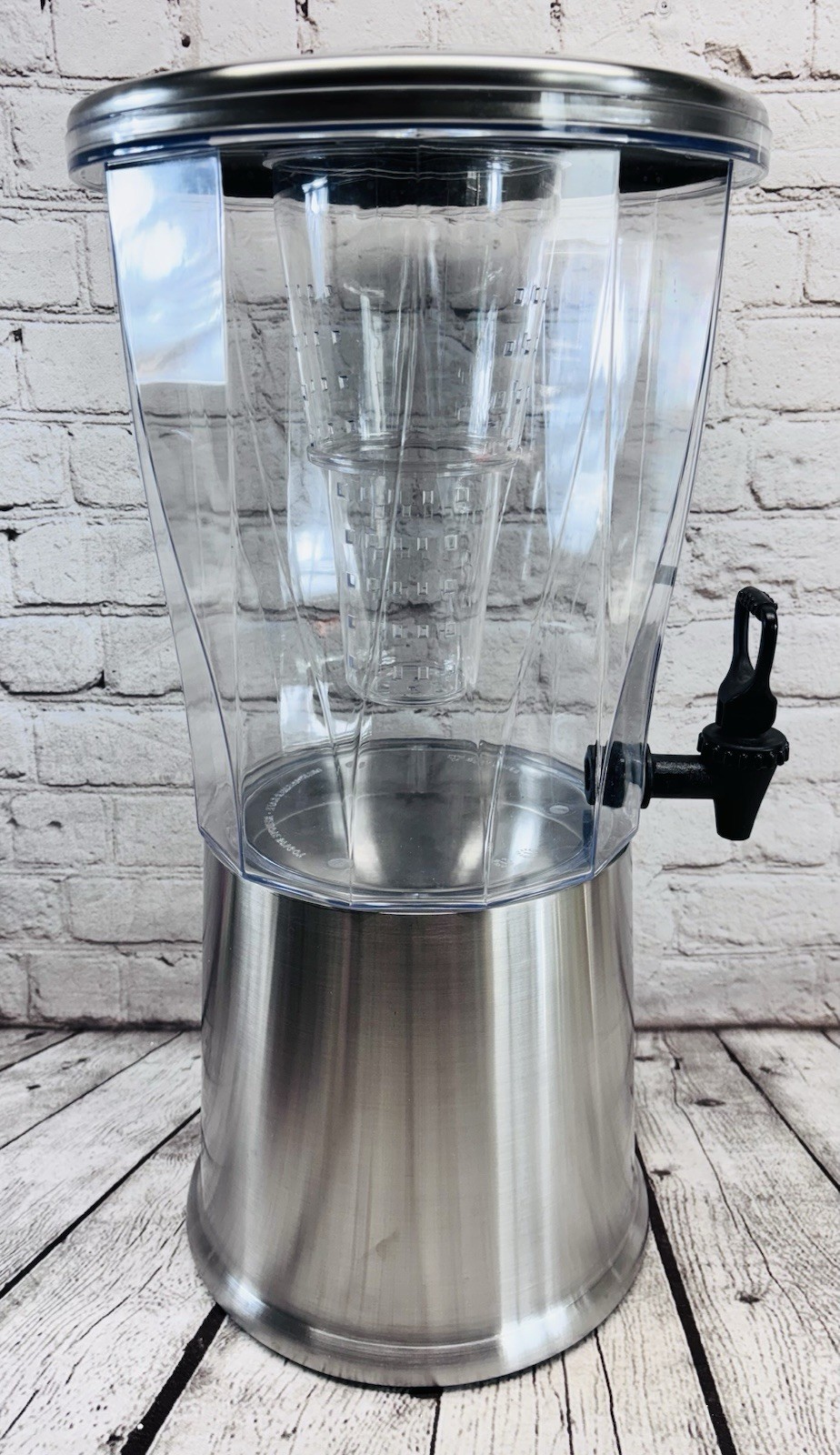 Service Ideas 3-Gallon Beverage Dispenser Stainless Steel Base Infuser Lid