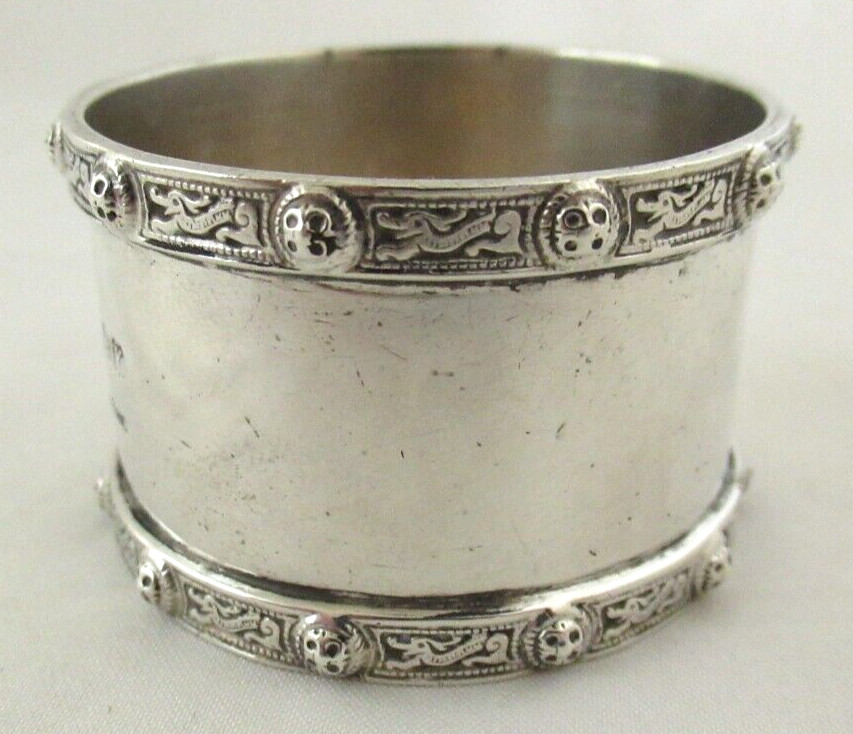 Antique English Sterling Silver Napkin Ring "TP" initials engraving, dated 1948