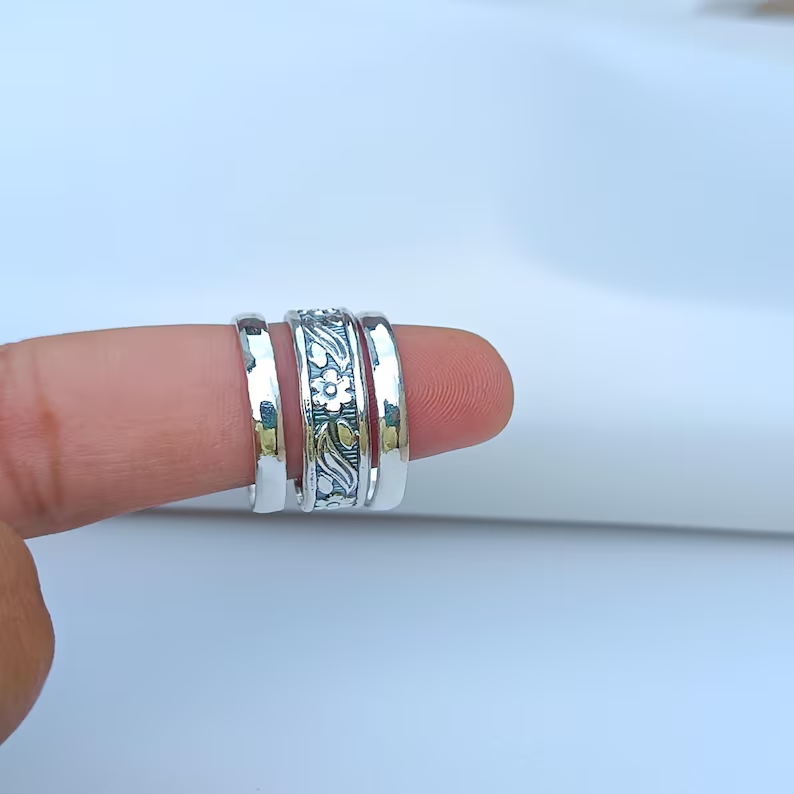 Set Of 3 Sterling Silver Ring , Silver Midi Ring , Silver Stacking Ring All size