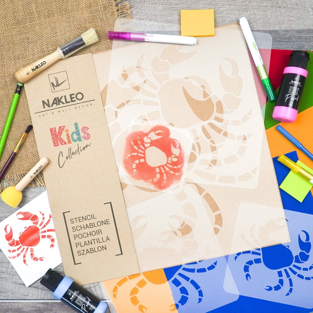 KIDS Reusable Plastic Stencils (5 pcs) // CRAB