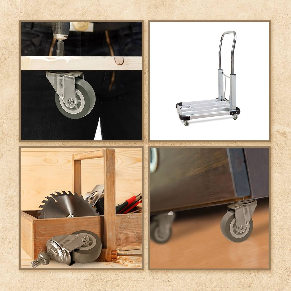 8 Pack 2 Inch Grey PU Stem Caster Swivel Polyurethane Caster Wheels