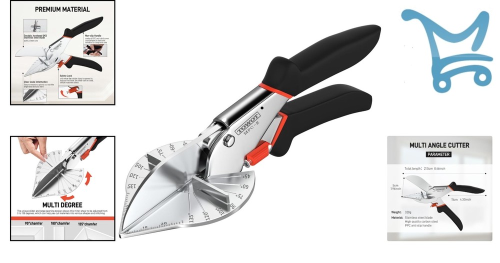 Angle Miter Shears Cutter Adjustable 45-135 Degree for Plastic PVC Trim