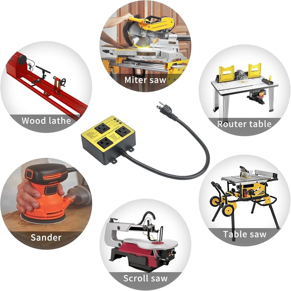 Automatic Vacuum Switch Extra Outlet Dust Control Delay On/Off Power Tools