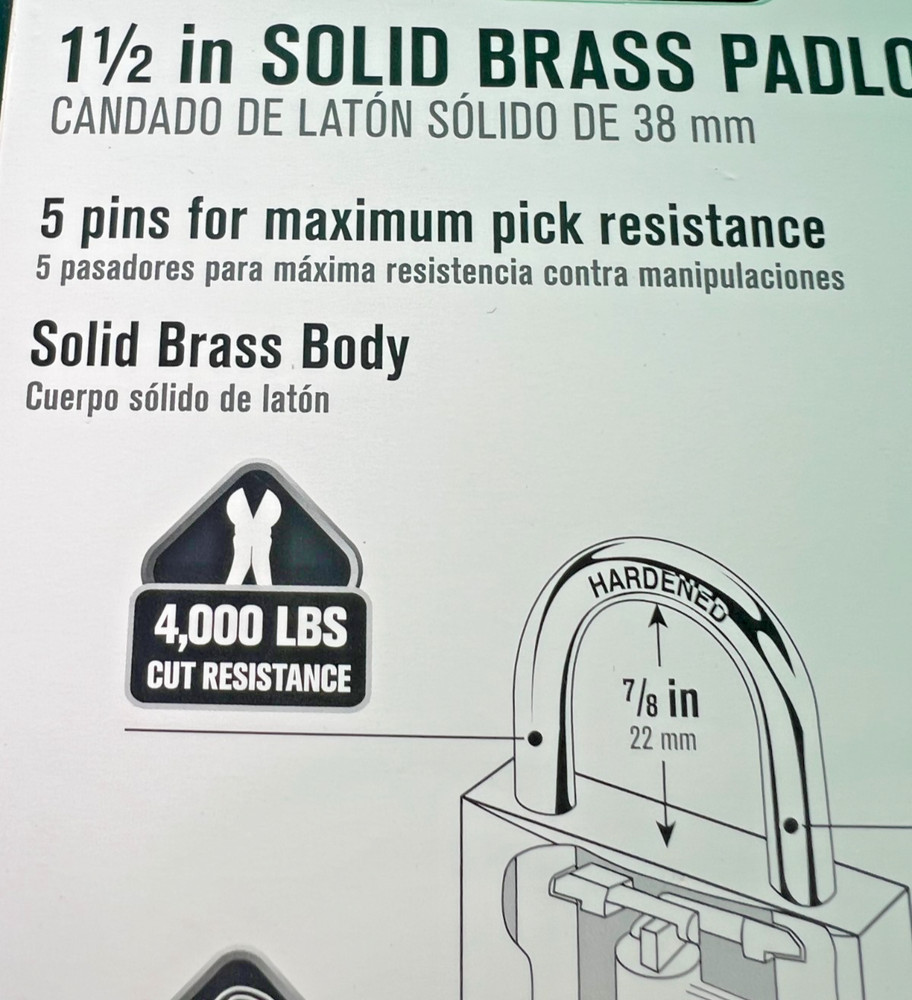 1-1/2” Solid Brass Padlock 2-Pack 38mm Keyed Alike High Security Same Key