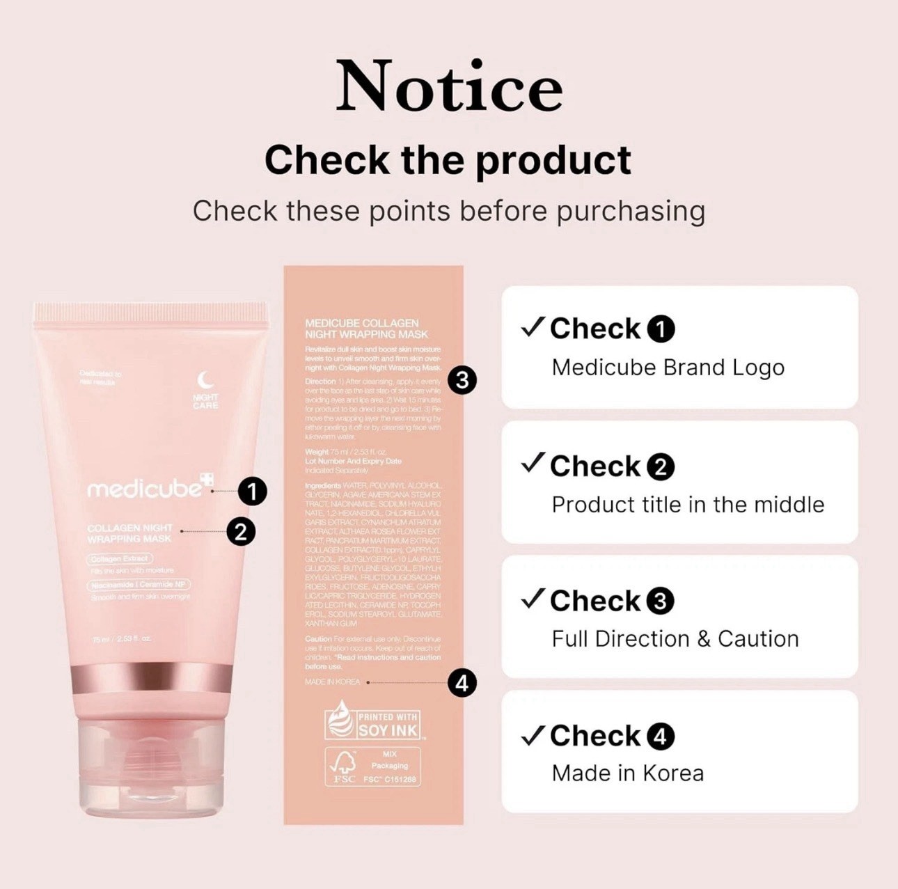 MEDICUBE Collagen Night Wrapping Mask 2.53 fl oz + Silicone Brush | Exp:2028