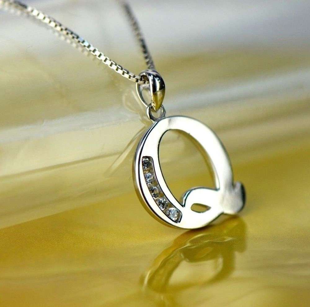 925 Sterling Silver Initial Letter CZ Pendant