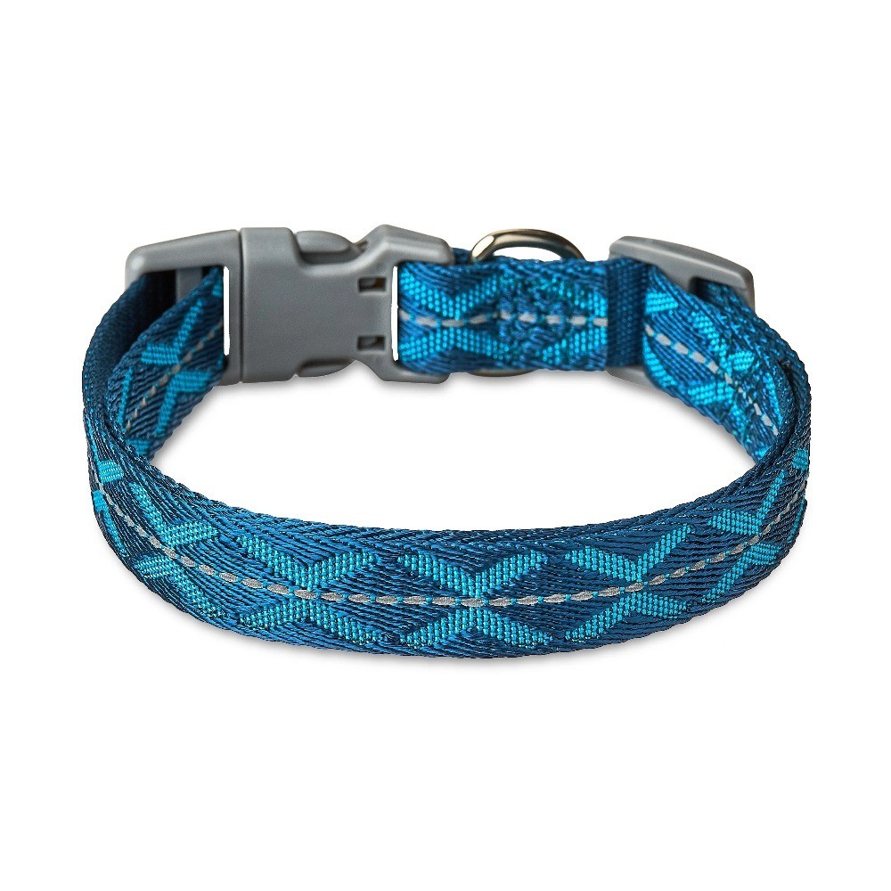 Adjustable Reflective Dog Collar Medium Size Blue for Safe Night Walks