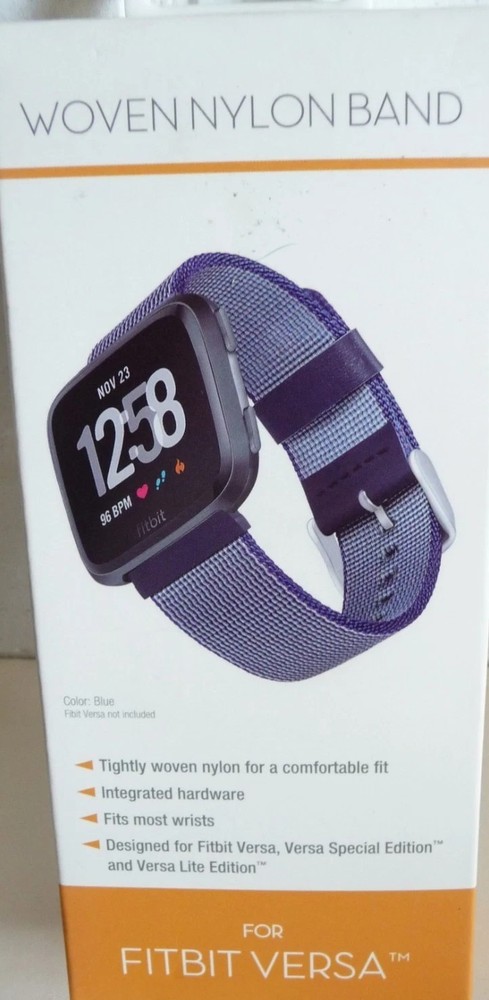 WithIt WOVEN NYLON WATCH BAND REPLACEMENT FOR FITBIT VERSA DEVICES, BLUE/GRAY