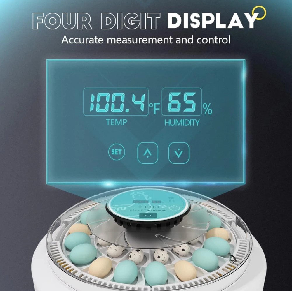 MeeF incubators for Hatching Eggs Automatic 30 Eggs Incubator with Tur