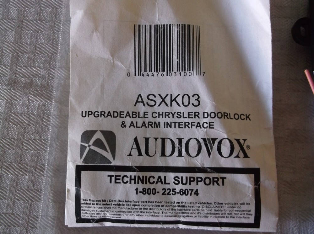 D09231609 Audiovox Asxk03Chdl7 Flashlogic Module Interface Chrysler Dodge Jeep