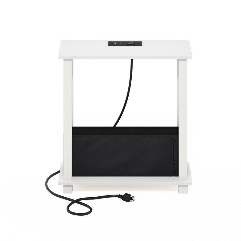 2-Tier Slim Side Table W/ Bin Drawer USB Type-C Charging Storage Solution