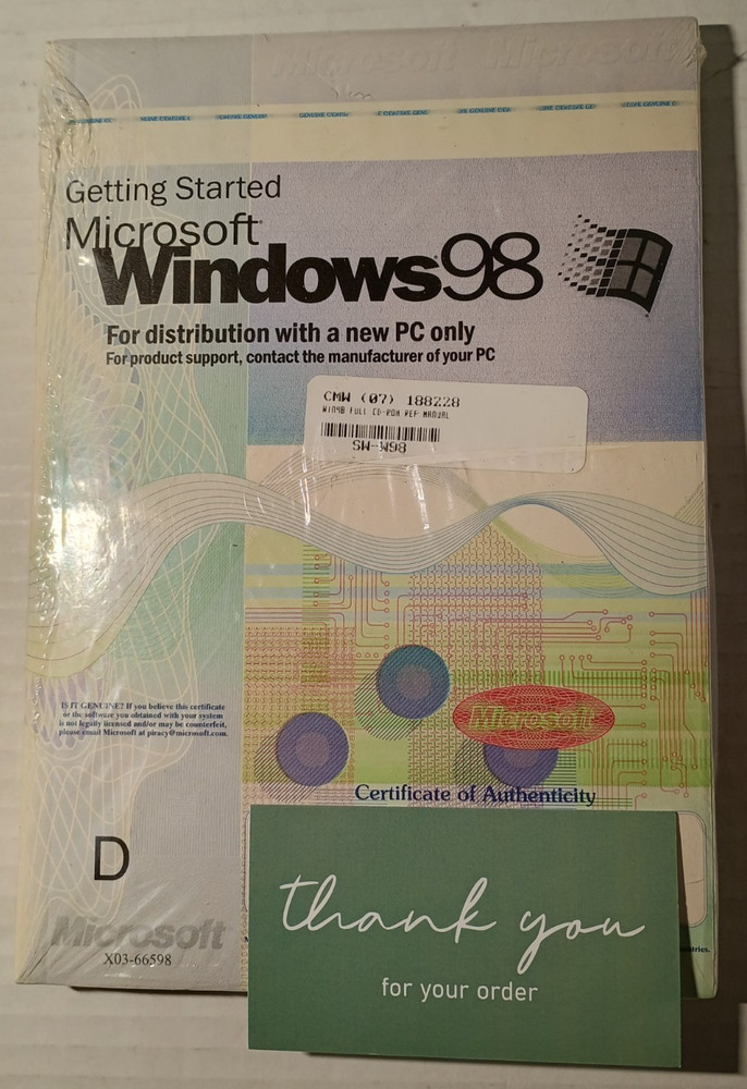 Microsoft Windows 98 Getting Started Manual w Product Key for PC - NO CD
