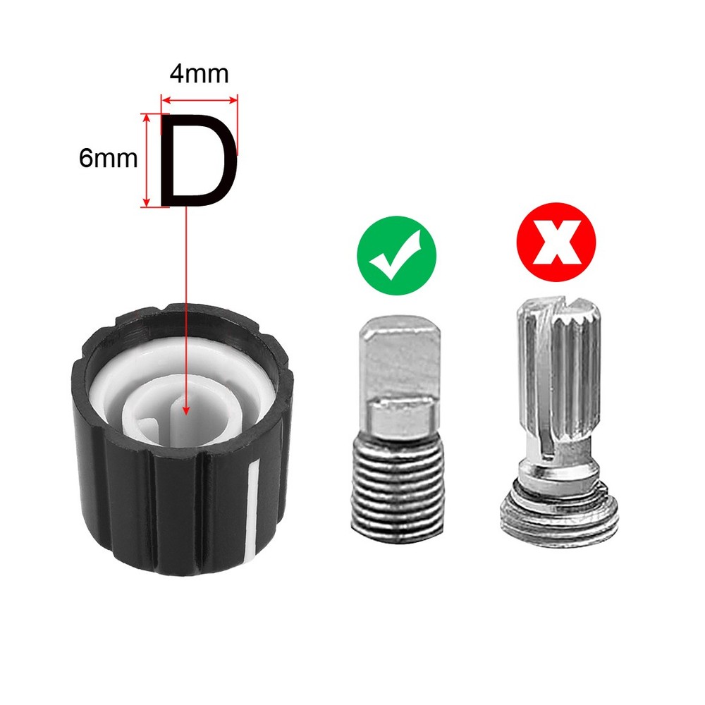 4mmx6mm Potentiometer Control Knobs Black for Electric Guitar, 5pcs