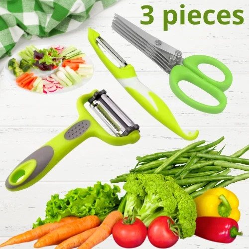 Herb Scissors Set with 5 Blades and Cover - Multipurpose Kitchen Chopping Shear