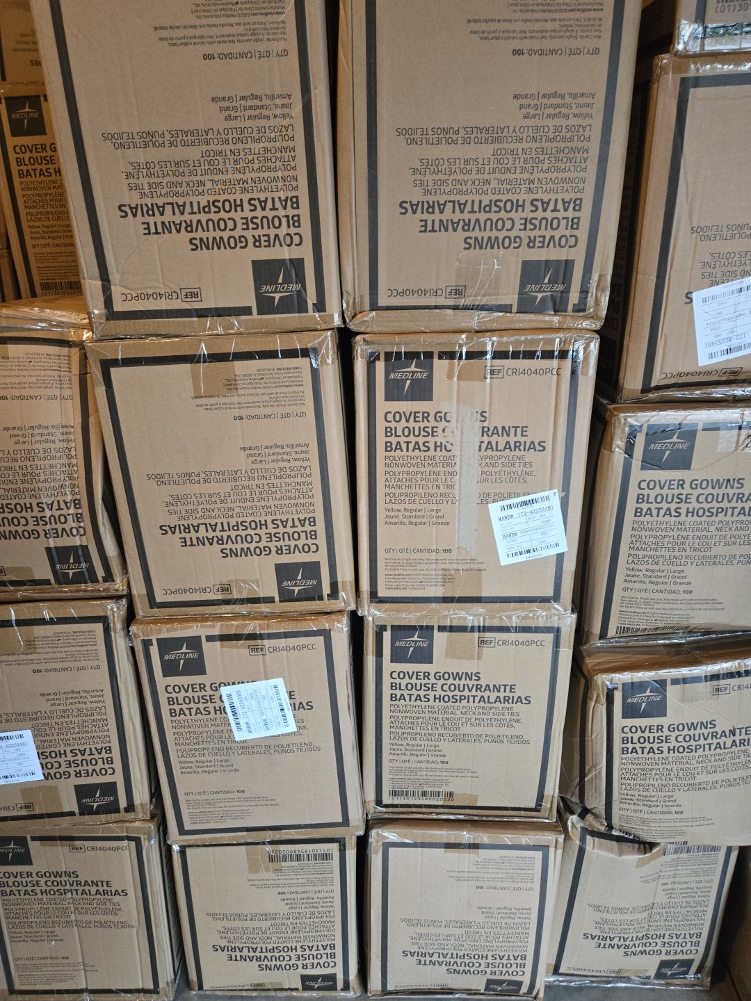 Medline Poly-Coated Protective Cover Gowns Large Yellow CRI4040PC (Case of 100)