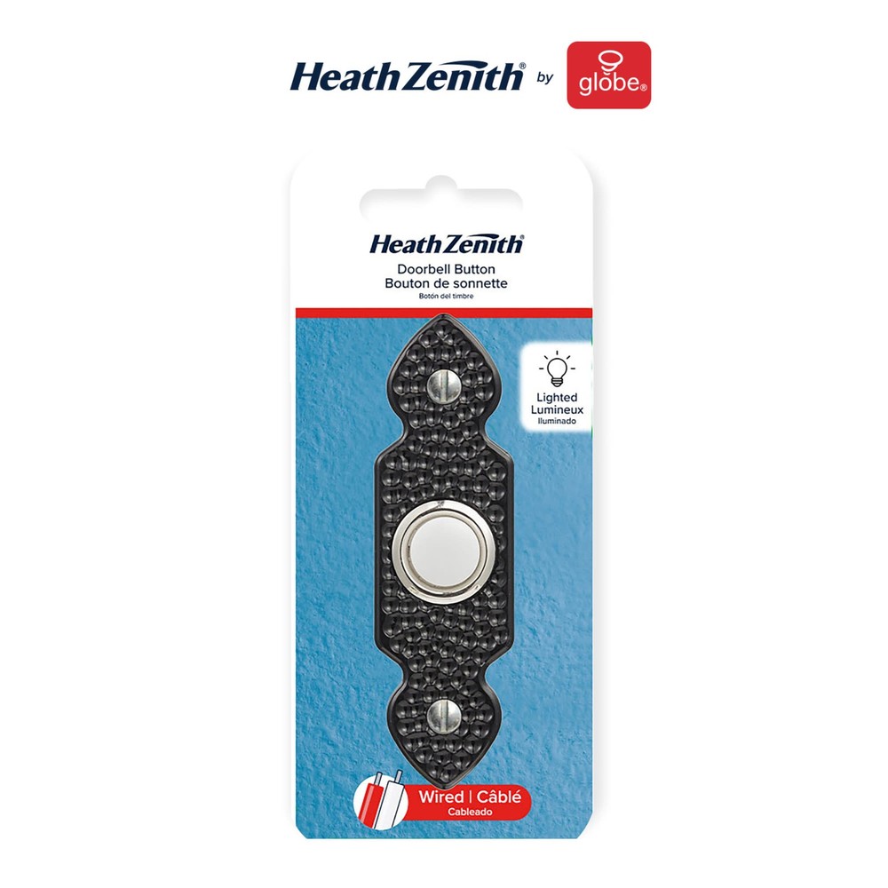 Globe Electric 91008662 Heath Zenith Plastic Wired Lighted Push - Black
