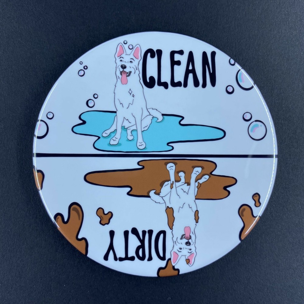 White German Shepherd Dishwasher Magnet Dog Kitchen Cleaning Decor Gift