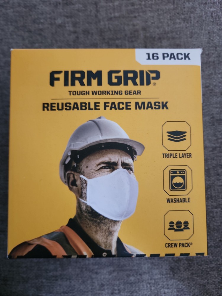 Firm Grip Face Masks Reusable Breathable Washable, One Size, 16 PACK