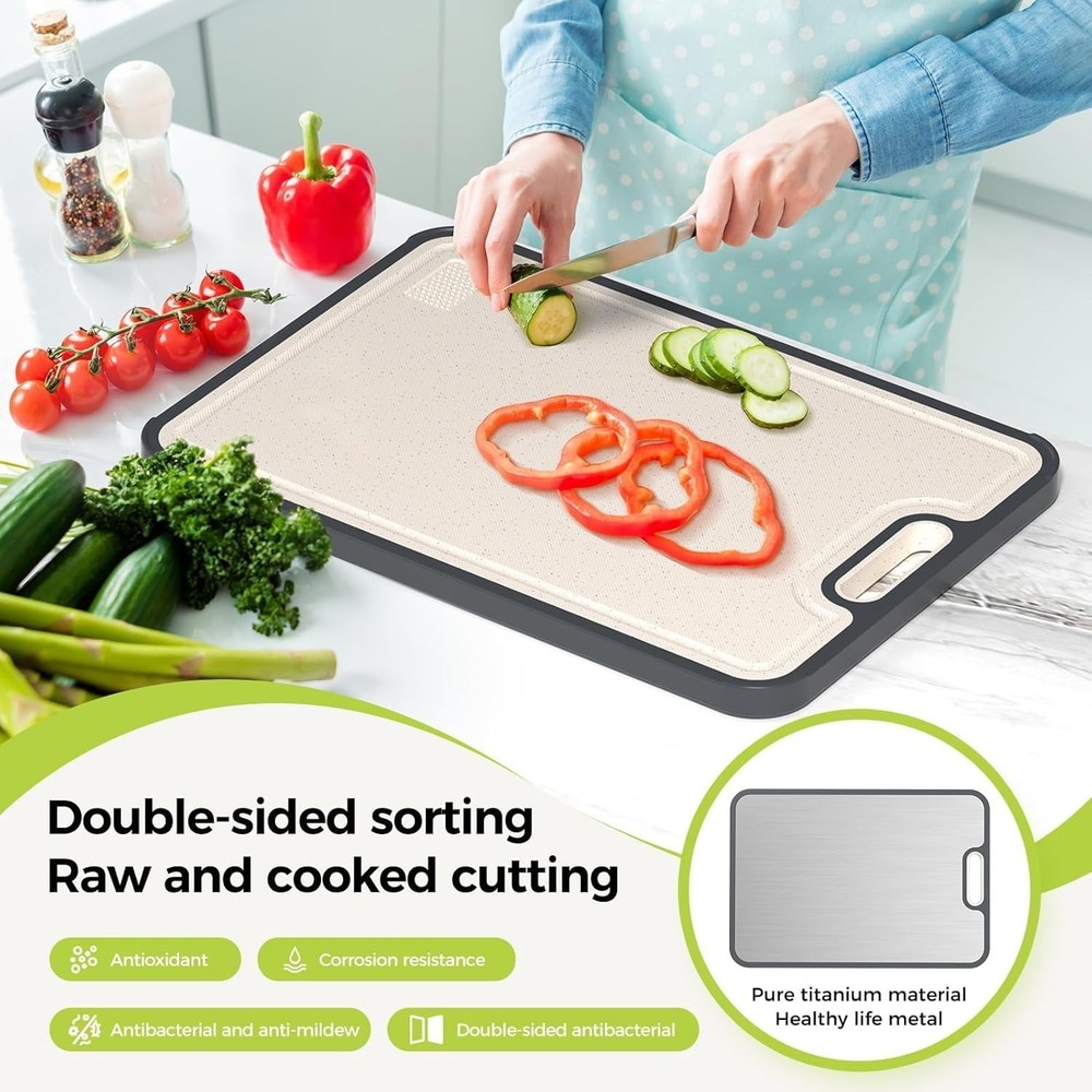 Versatile Double-Sided Titanium Cutting Board, Easy to Clean - Perfect Gift Set