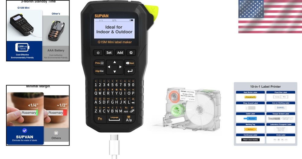 G15M Mini Portable Label Maker - Rechargeable Thermal Printer for Home & Office