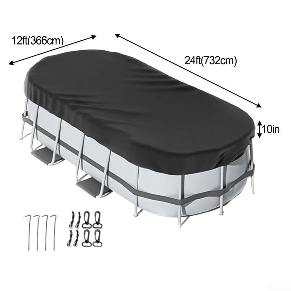 Above Ground Pool Cover Weather Resistant Oval Rectangular Black Multi Size