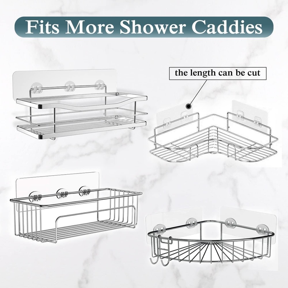 2-Pack No-Drill Shower Caddy Adhesive - 40LBS Capacity for Bathrooms & Kitchen