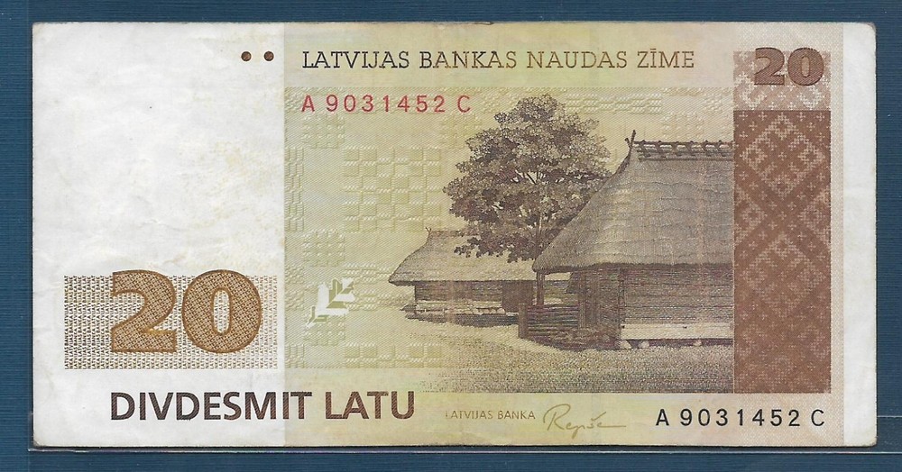 Latvia 20 Latu, 1992, P 45, VF