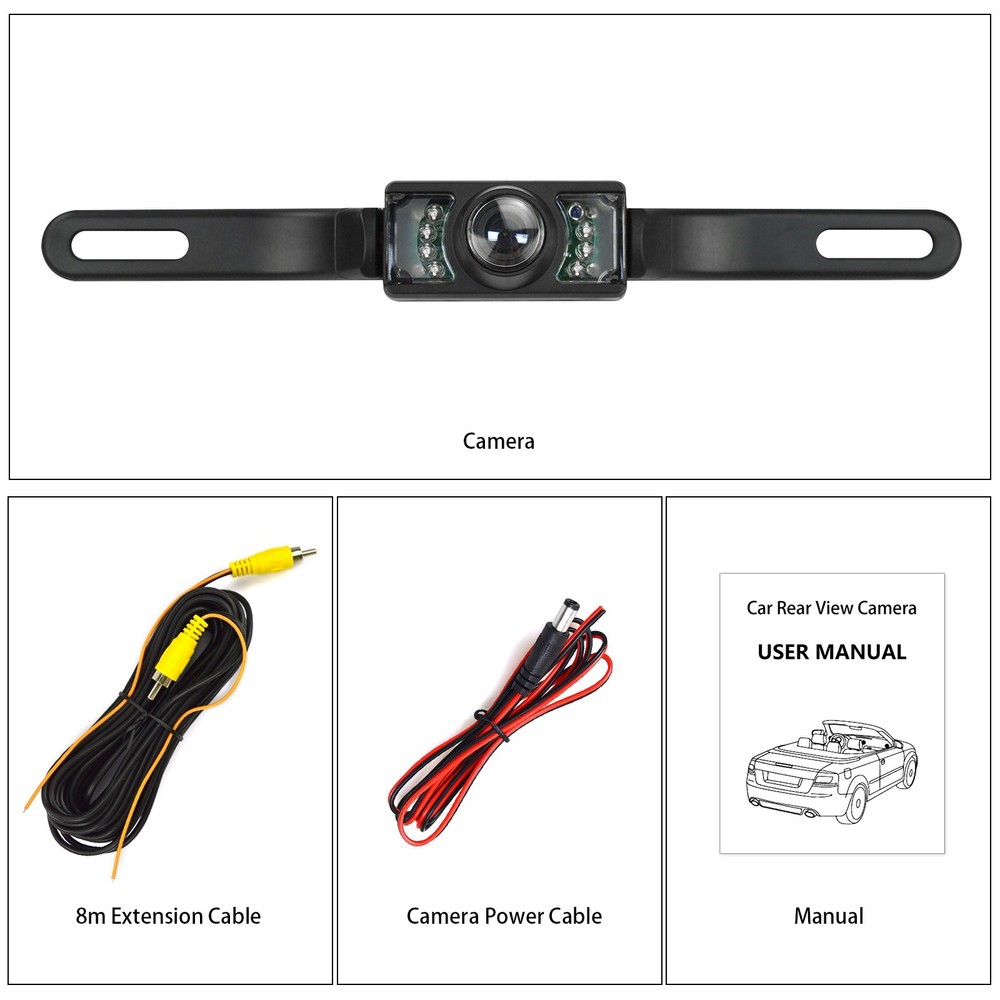 Car Rear View Camera Reverse Backup Camera Night Vision License Plate Waterproof