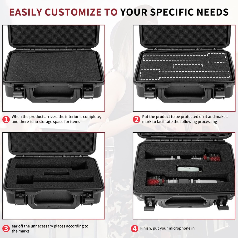 Hard Carrying Case,Shockproof Storage Box with Customizable Foam,11inch Porta...