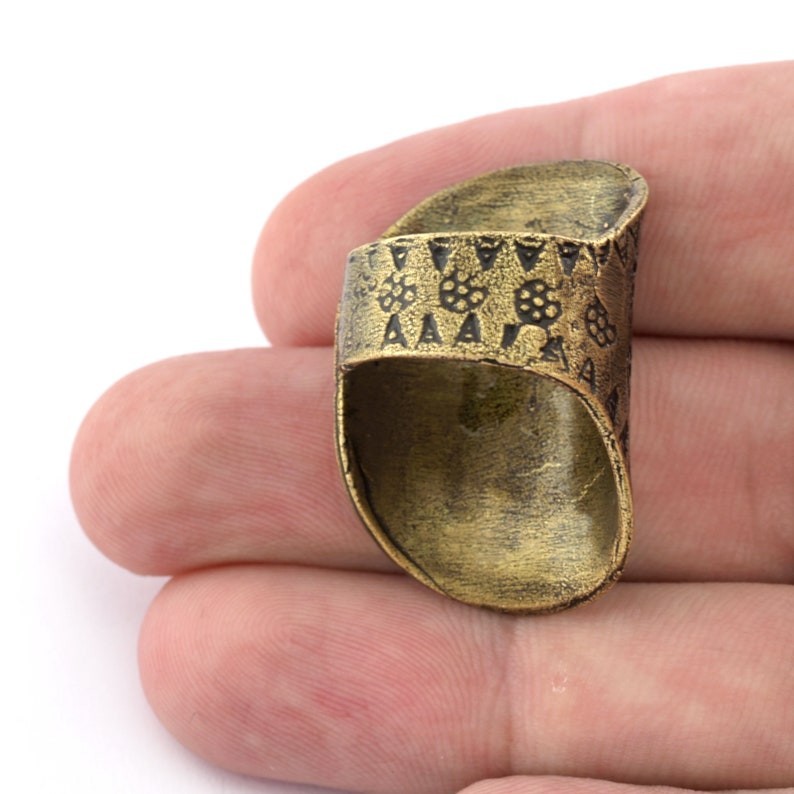 Sun Ring Textured Adjustable Ring Antique Bronze Plated Brass (10US size) 2813