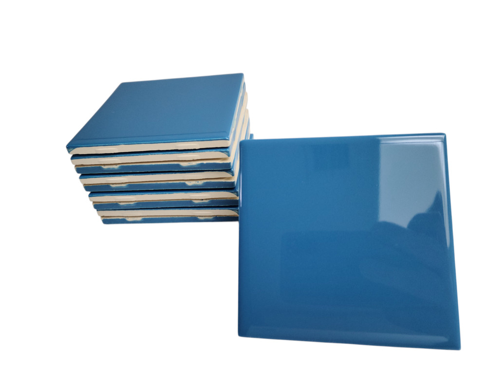 Electric Blue Ceramic Tile 4.25 in Subway Square Shower Kitchen Wall Backsplash