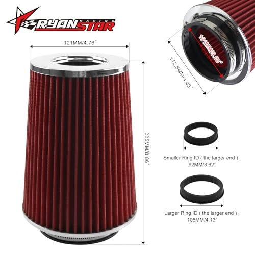 Universal Clamp-on Cone Air Filter Compatible wiht Three Different Size 3"