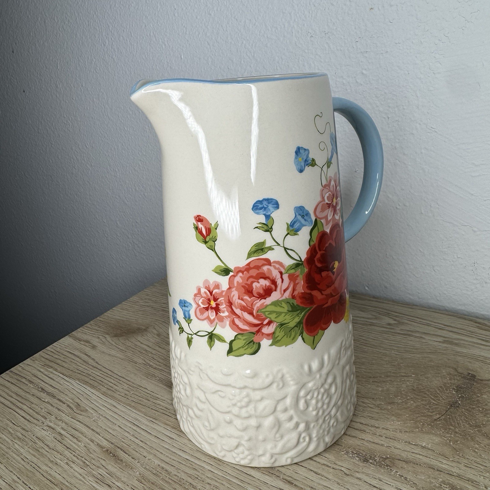 Pioneer Woman Sweet Rose Pitcher 2.1 Quart 9 Inches Talk Floral NEW Western