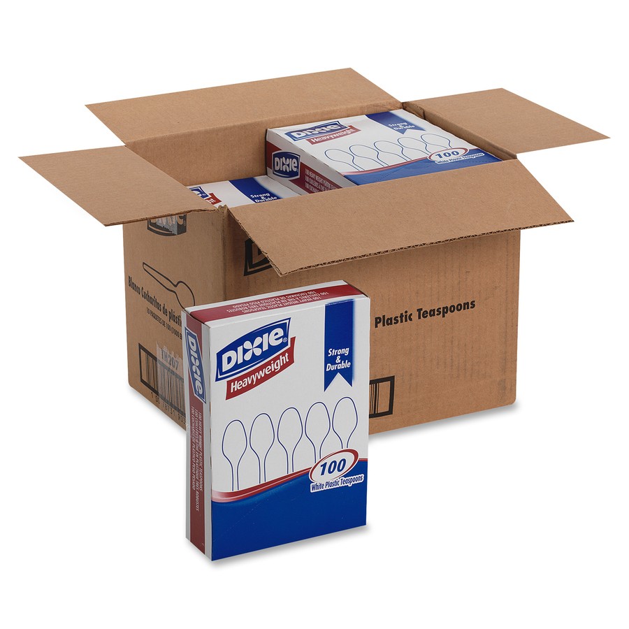 Dixie Heavy-duty Teaspoon - 100/box - Polystyrene - White (TH207)