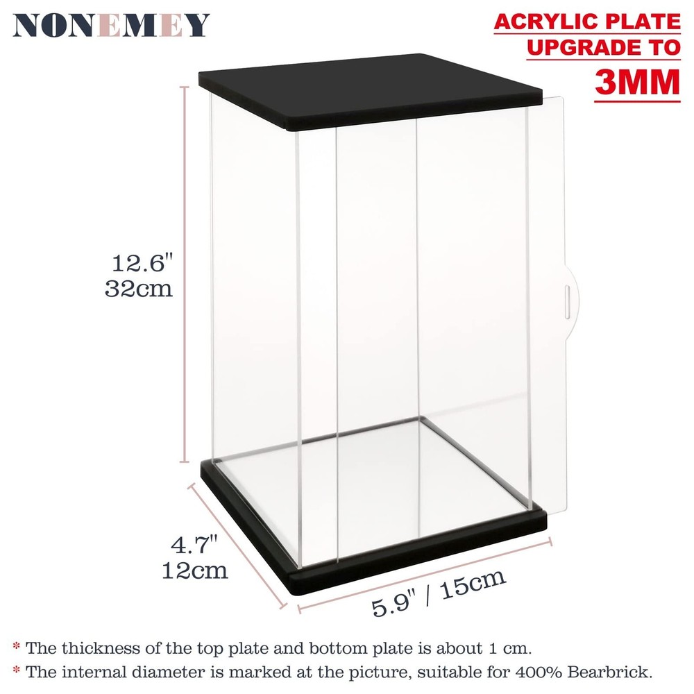 NONEMEY Clear Acrylic Display Case with Remote Control Light for 400% Bearbri...