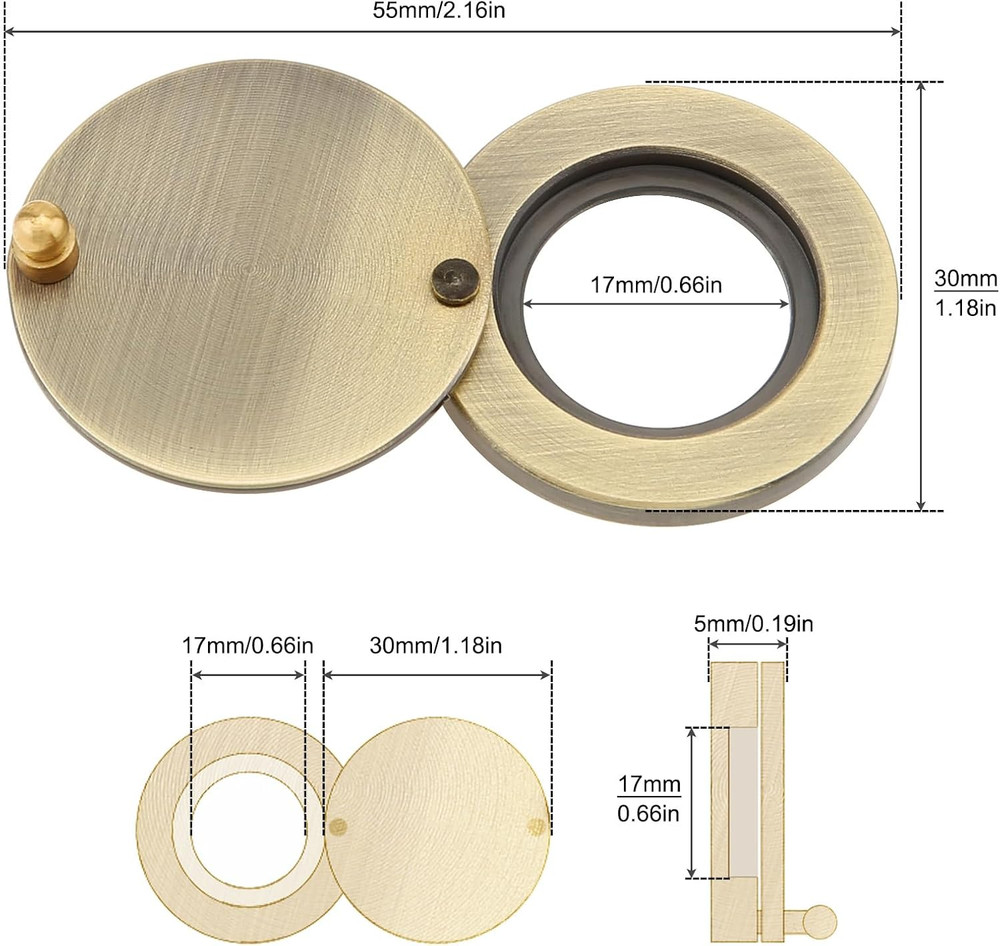 Peephole Cover, Solid Brass Privacy Door Viewer Cover with Double-Sided Self-Adh