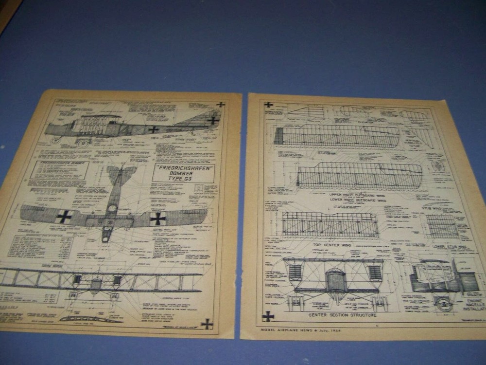 FRIEDRICHSHAFEN BOMBER TYPE G3..4-VIEWS/STRUCTURE/SPECS/MARKINGS.. (874V)