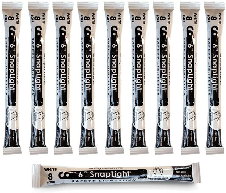 Lot 10 Cyalume White 8 Hour Tactical Lightsticks Survival Prepper Emergency EMP