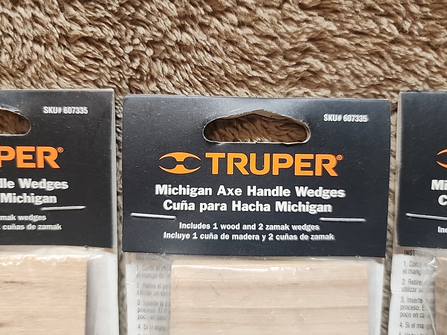 Lot of 4: TRUPER Michigan Axe Handle Wedges, 1 Wood and 2 Zamak Wedges #607335